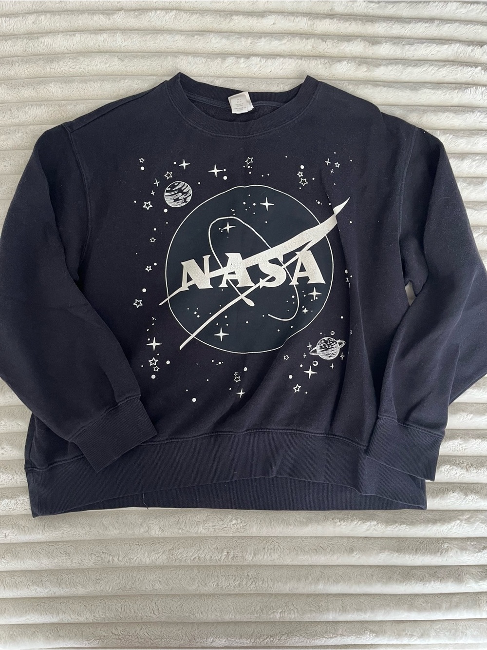 H&M Black Crewneck Sweatshirt with White NASA Graphic